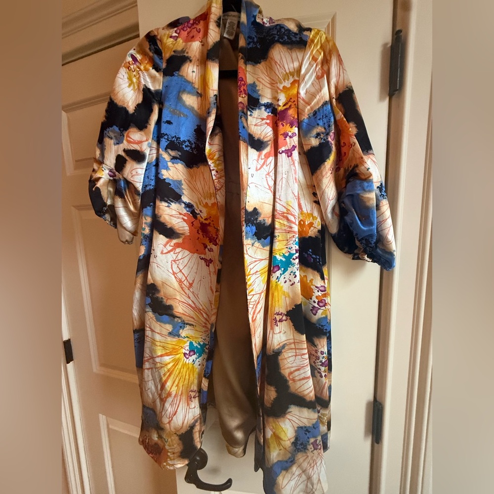 Diane Von Furstenberg Satin Floral Abstract Jacket
